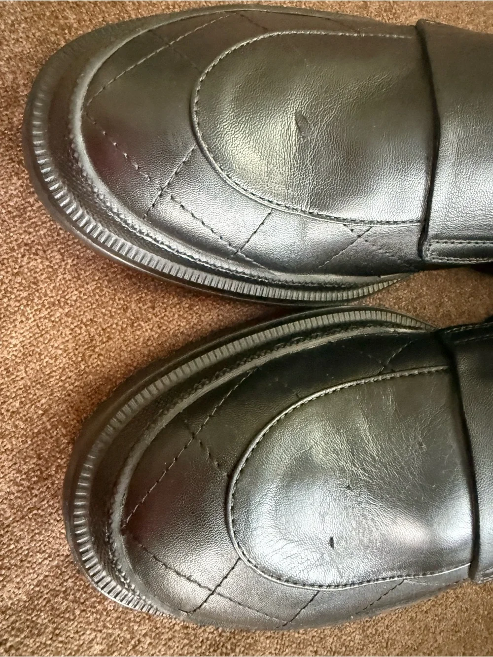 Agl Black Leather Slip-On Penny Loafers Sizes 40.5